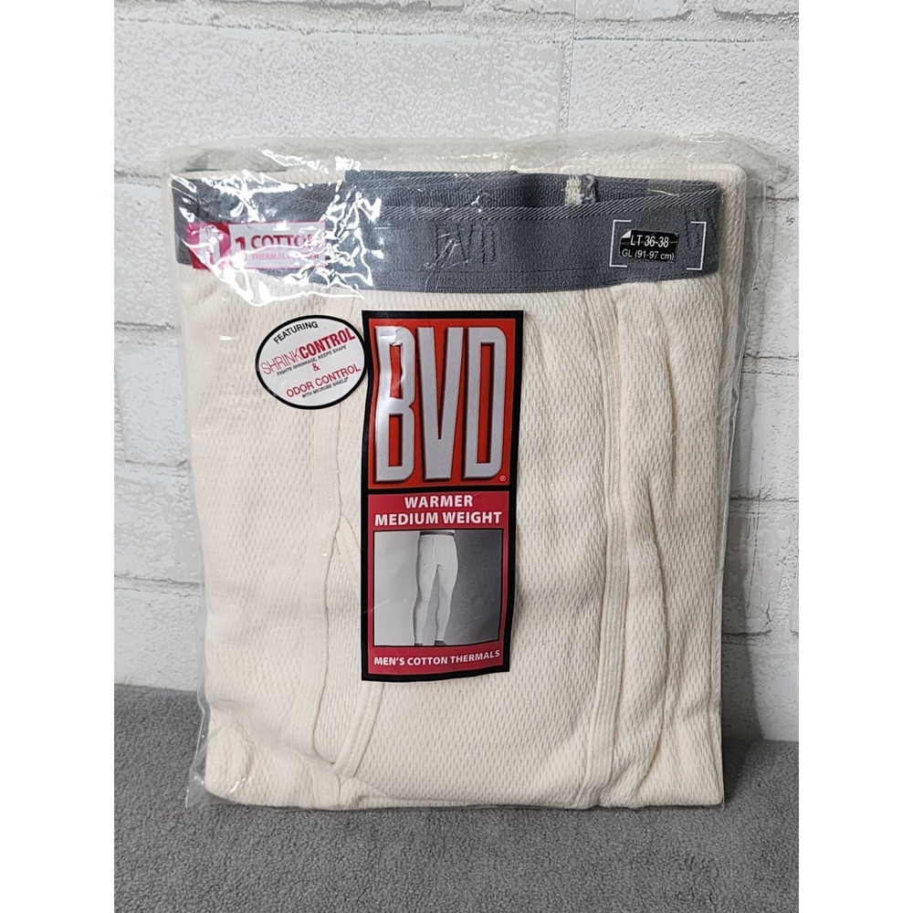 BVD Thermal Ankle Length Bottoms Mens LT Natural Cotton Medium Weight Base Layer